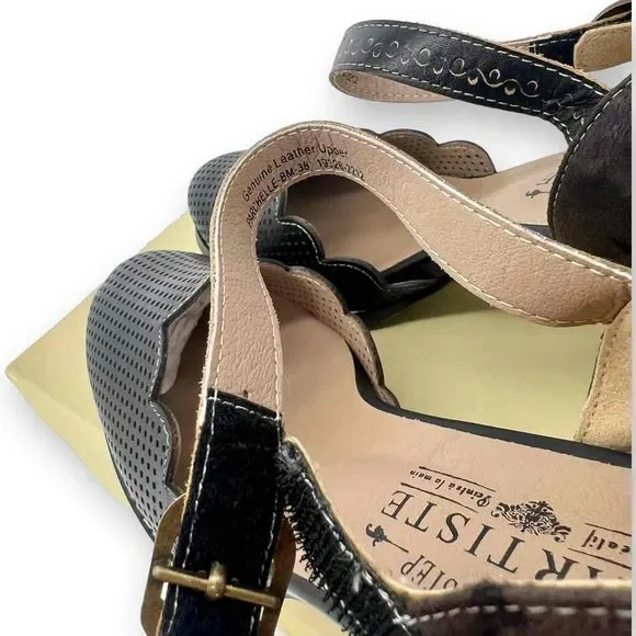 L’Artiste Spring Step Parchelle Black Perforated Mary Jane Heels Size 7.5-8 NEW - Picture 4 of 8